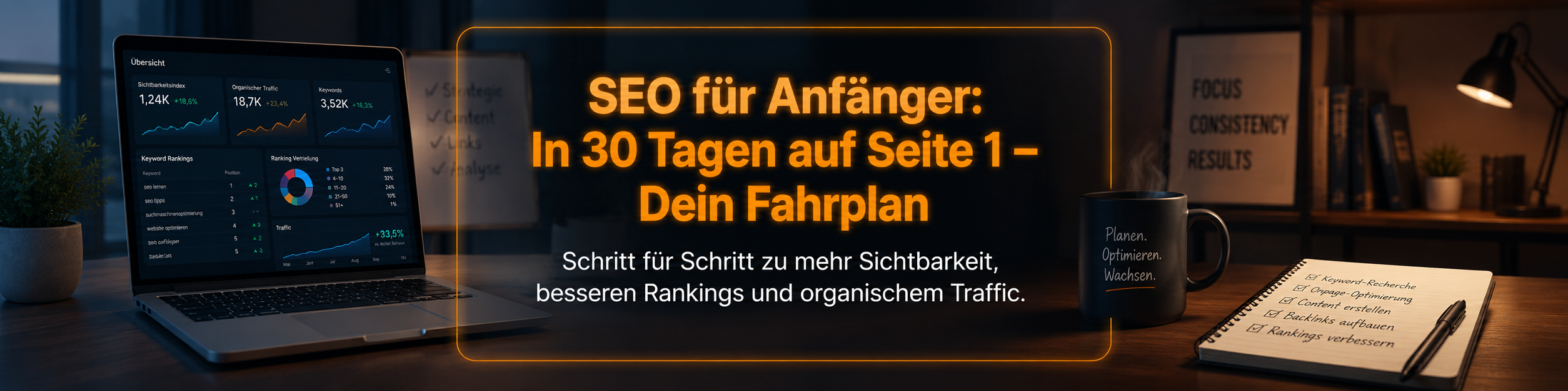 Titelbild SEO für Anfänger: In 30 Tagen auf Seite 1 – Dein Fahrplan