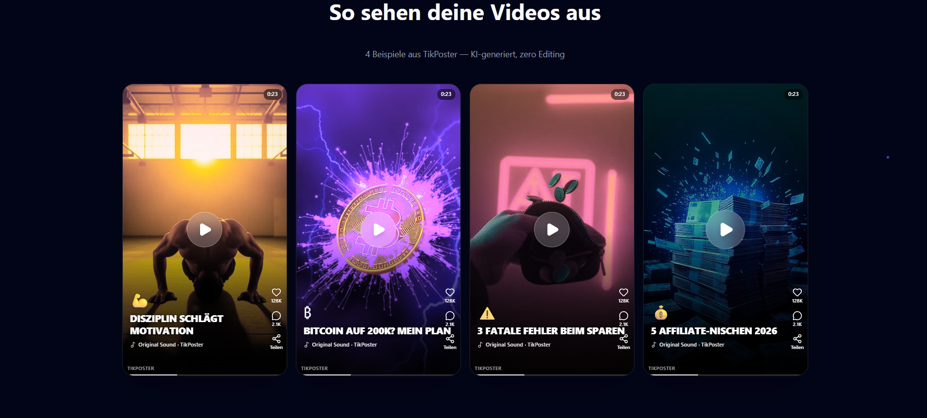 Videos die du mit TikPoster erstellen kannst.