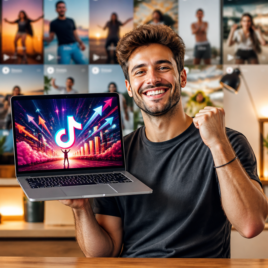 TikFluencer: Mann der erfolgreich mit TikTok ist.