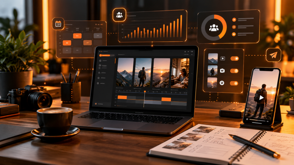 Vidyra Dashboard für Videoerstellung, Social-Media-Planung und Veröffentlichung von KI-Videos
